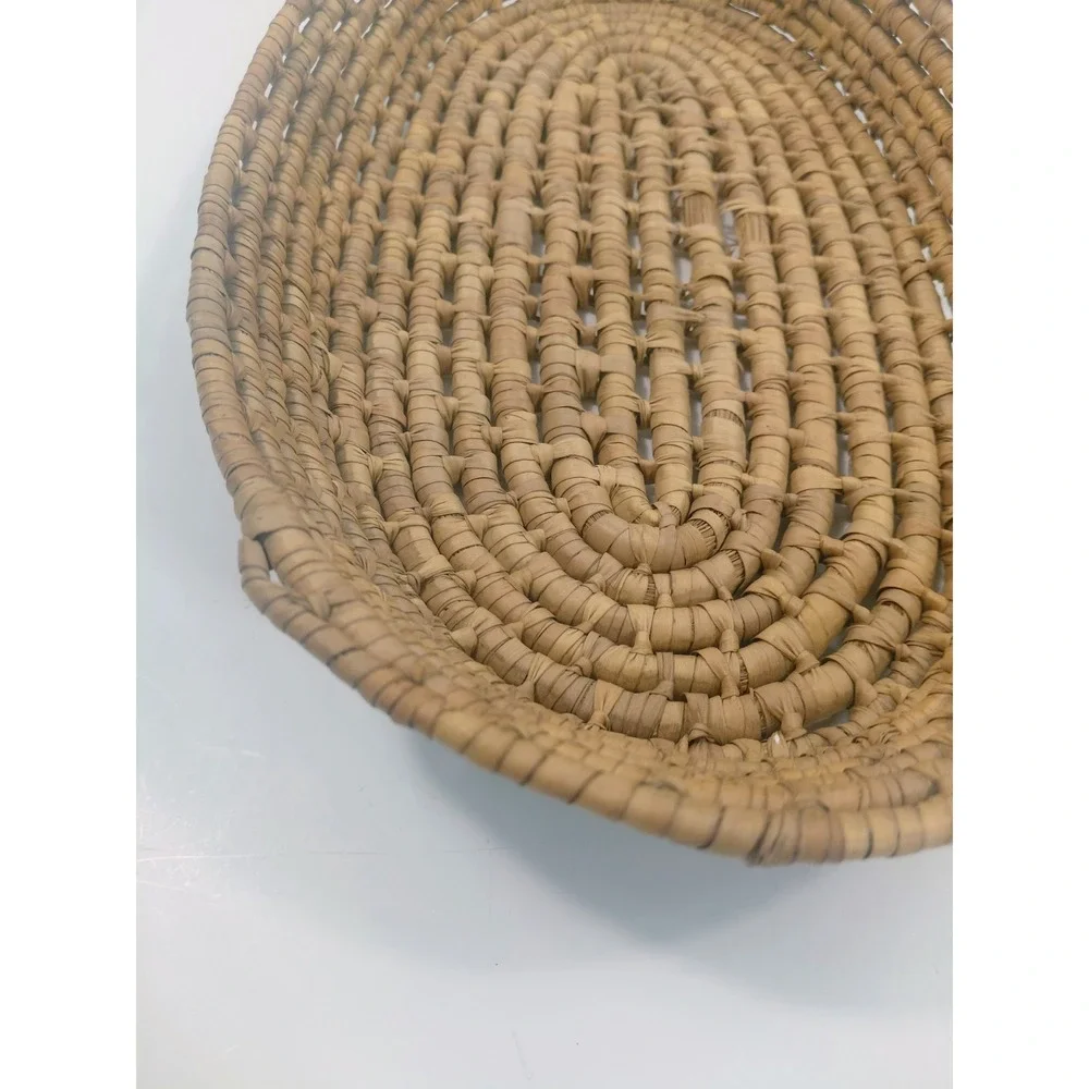 Woven Basket Tray Oval Natural Fiber Rustic Boho Farmhouse Decor